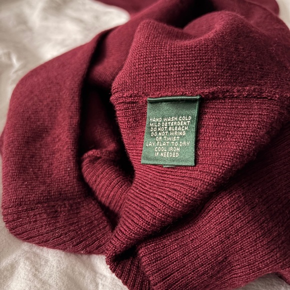 Ralph Lauren Merino Wool Midi Dress in Burgundy - Picture 6 of 7